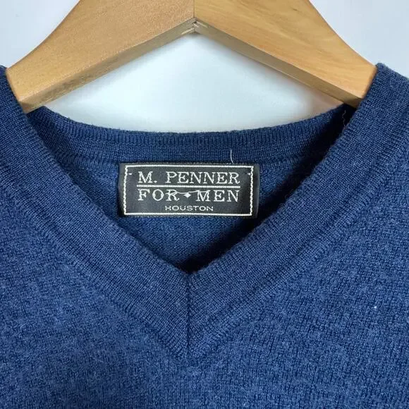 M.PENNER For Men HOUSTON Pullover Virgin Wool Sweater Blue Made in Italy